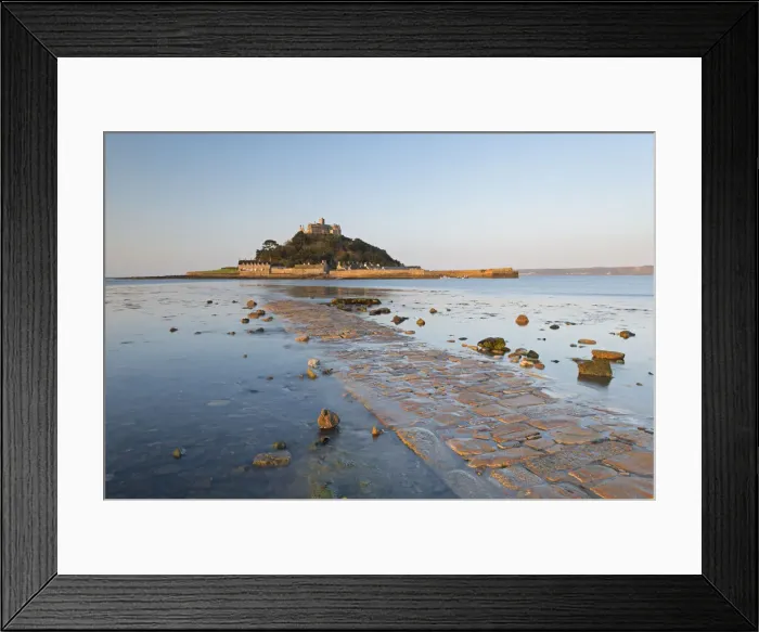 Framed Print : St Michaels Mount and the Causeway in early morning sunlight, Marazion, Cornwall, England Framed Print : St Michaels Mount and the Causeway in early morning sunlight, Marazion, Cornwall, England