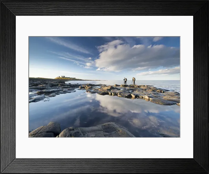 Framed Print : Photographers on the coast near Dunstanburgh Castle, Northumberland, England. Spring Framed Print : Photographers on the coast near Dunstanburgh Castle, Northumberland, England. Spring