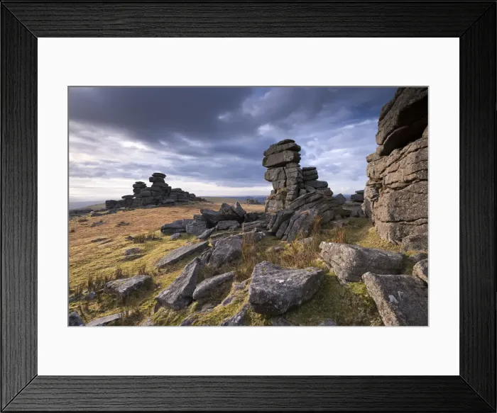 Framed Print : Winter afternoon light at Great Staple Tor, Dartmoor, Devon, England. Winter (March) Framed Print : Winter afternoon light at Great Staple Tor, Dartmoor, Devon, England. Winter (March)