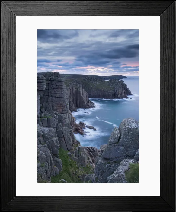 Framed Print : Granite cliffs from Pordenack Point, Lands End, Cornwall, England. Winter Framed Print : Granite cliffs from Pordenack Point, Lands End, Cornwall, England. Winter
