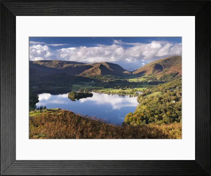 Framed Print : Lake Grasmere on a beautiful autumnal afternoon, Lake District, Cumbria, England. Autumn Framed Print : Lake Grasmere on a beautiful autumnal afternoon, Lake District, Cumbria, England. Autumn