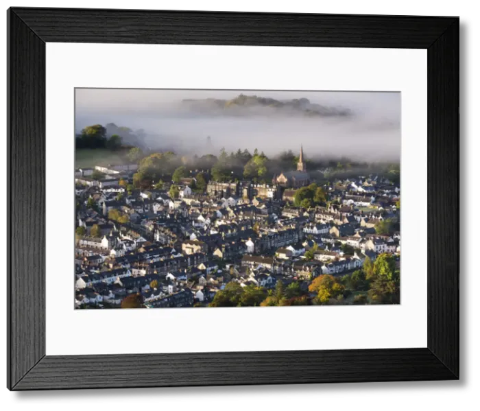 Framed Print : Aerial view of Keswick in the Lake District National Park, Cumbria, England. Autumn Framed Print : Aerial view of Keswick in the Lake District National Park, Cumbria, England. Autumn