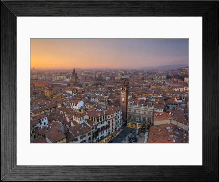 Framed Print : Verona from the tower of lamberti at sunset, province of Verona, Italy Framed Print : Verona from the tower of lamberti at sunset, province of Verona, Italy