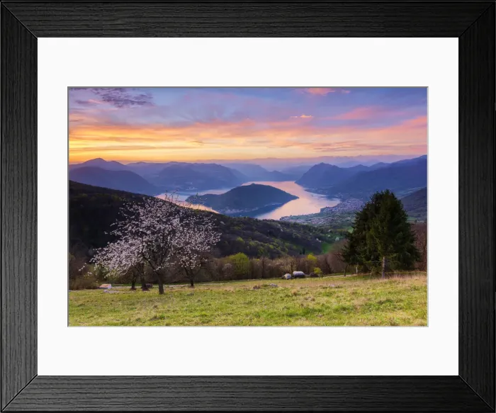 Framed Print : Iseo lake at sunset, Brescia province, Lombardy, Italy Framed Print : Iseo lake at sunset, Brescia province, Lombardy, Italy