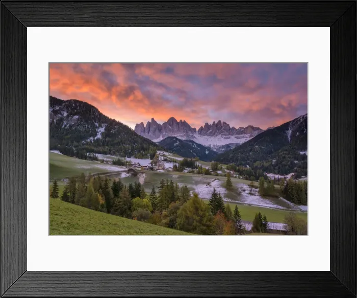 Framed Print : Funes Valley, Odle, Trentino Alto Adige-South Tyrol, Italy. South tirol Framed Print : Funes Valley, Odle, Trentino Alto Adige-South Tyrol, Italy. South tirol