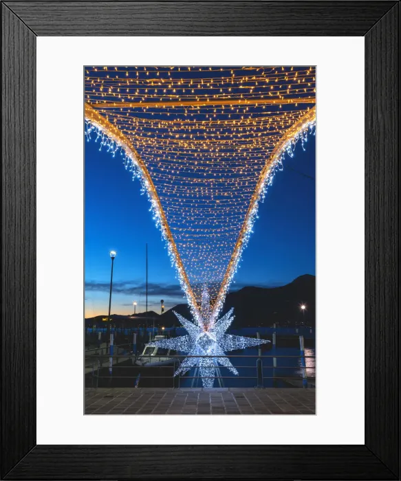 Framed Print : The blue hour in the Christmas village of Iseo, Brescia province, Lombardy district Framed Print : The blue hour in the Christmas village of Iseo, Brescia province, Lombardy district