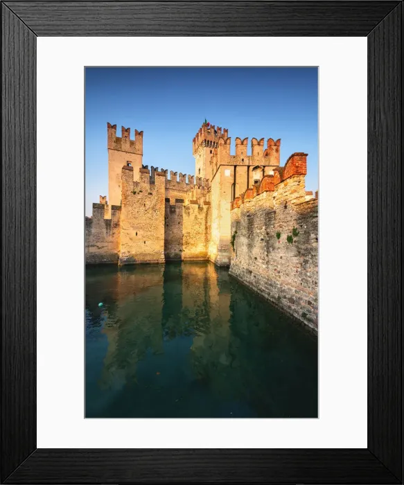 Framed Print : Scaliger Castle at sunset, Sirmione, Brescia province, Lombardy district Framed Print : Scaliger Castle at sunset, Sirmione, Brescia province, Lombardy district