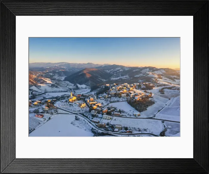 Framed Print : Aerial view of Alessandria hills in winter, Alessandria province, Piedmont, Italy, Europe