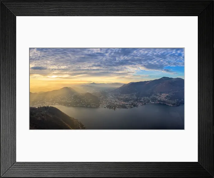 Framed Print : Panoramic aerial view to Brunate from Como city, Como province, Lombardy, Italy Framed Print : Panoramic aerial view to Brunate from Como city, Como province, Lombardy, Italy