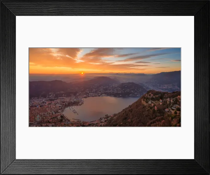 Framed Print : Panoramic aerial view to Brunate from Como city, Como province, Lombardy, Italy Framed Print : Panoramic aerial view to Brunate from Como city, Como province, Lombardy, Italy