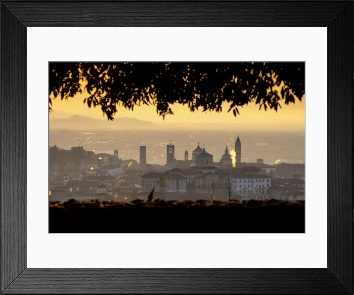 Framed Print : Europe, Italy, city of Bergamo at dawn, province of Bergamo