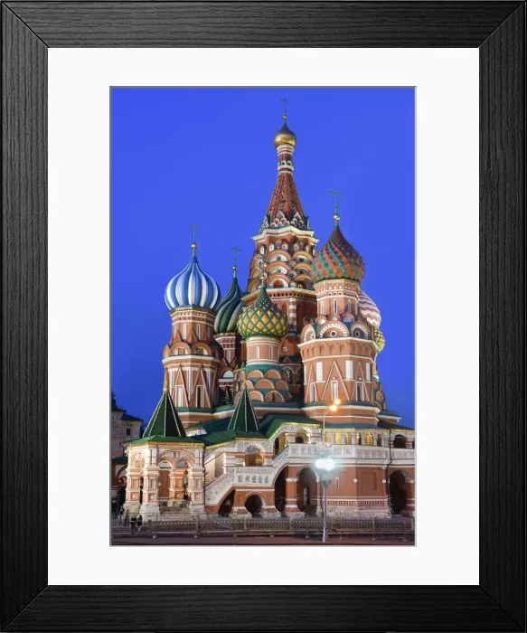 Framed Print : Night view of Saint Basils Cathedral, (Cathedral of Vasily the Blessed), Red Framed Print : Night view of Saint Basils Cathedral, (Cathedral of Vasily the Blessed), Red