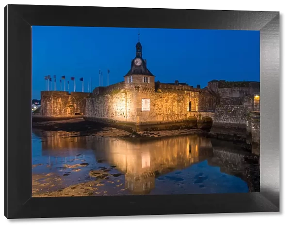 Fortified citadel of Concarneau by night, Britanny, France
