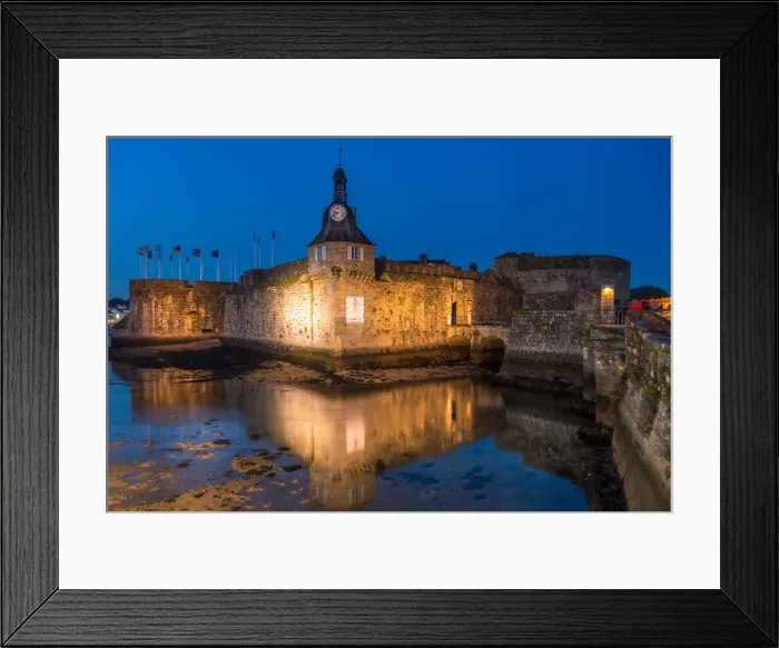 Framed Print : Fortified citadel of Concarneau by night, Britanny, France Framed Print : Fortified citadel of Concarneau by night, Britanny, France