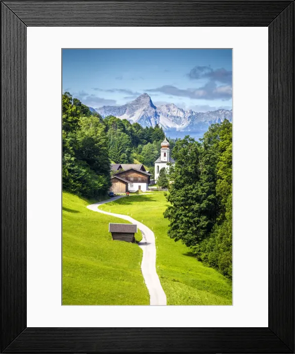 Framed Print : Wamberg village with Mount Zugspitze and Alpspitze on the background, Garmisch Framed Print : Wamberg village with Mount Zugspitze and Alpspitze on the background, Garmisch