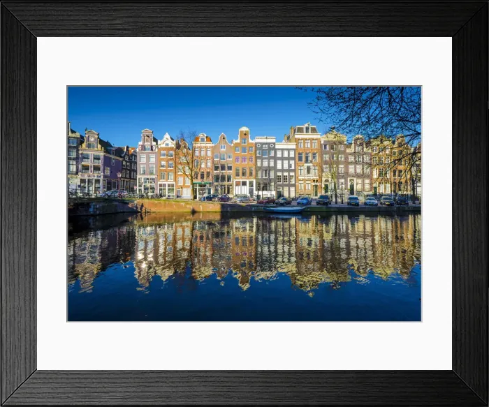Framed Print : Amsterdam, Netherlands, Europe. Traditional old buildings reflected in the canal Framed Print : Amsterdam, Netherlands, Europe. Traditional old buildings reflected in the canal
