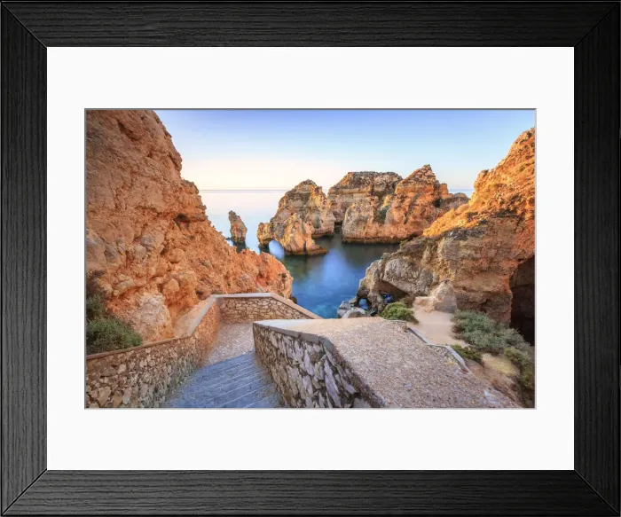 Framed Print : Soft colors of dawn on the red cliffs of Ponta da Piedade Lagos Algarve Portugal Europe Framed Print : Soft colors of dawn on the red cliffs of Ponta da Piedade Lagos Algarve Portugal Europe