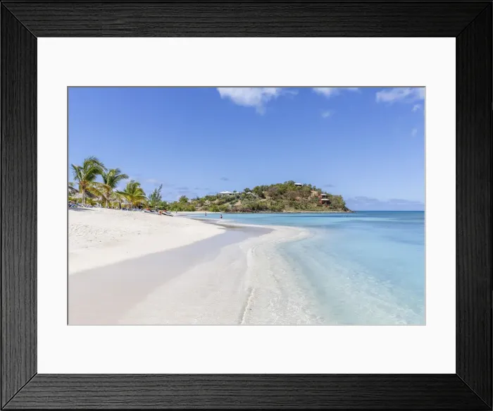 Framed Print : Palm trees and white sand surround the turquoise Caribbean sea Ffryers Beach Antigua Framed Print : Palm trees and white sand surround the turquoise Caribbean sea Ffryers Beach Antigua