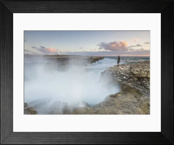 Framed Print : Sunset on the cliffs of Devils Bridge submerged by crashing waves Caribbean Antigua Framed Print : Sunset on the cliffs of Devils Bridge submerged by crashing waves Caribbean Antigua