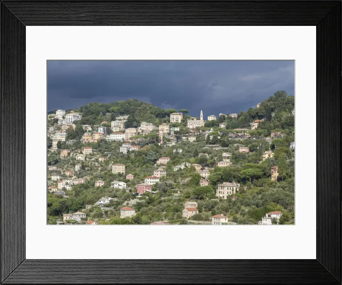Framed Print : Thunderstorm on green hills of Camogli Gulf of Paradise Portofino National Park Genoa Framed Print : Thunderstorm on green hills of Camogli Gulf of Paradise Portofino National Park Genoa