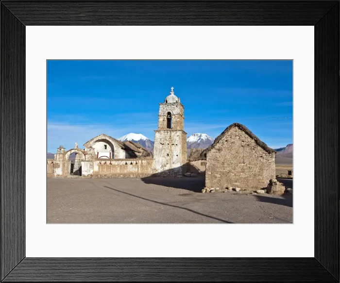 Framed Print : The church of Sajama and volcano Parinacota and Pomerape (Les Nevados de Payachatas) Framed Print : The church of Sajama and volcano Parinacota and Pomerape (Les Nevados de Payachatas)