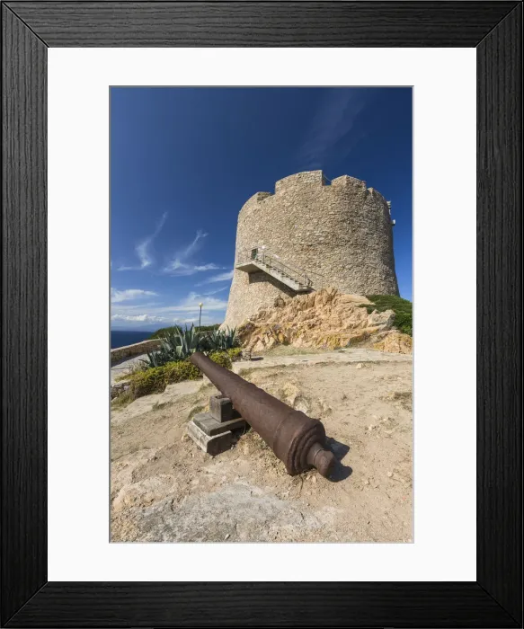 Framed Print : View of Longosardo Tower and the old cannon surrounded by sea Santa Teresa di Gallura Framed Print : View of Longosardo Tower and the old cannon surrounded by sea Santa Teresa di Gallura