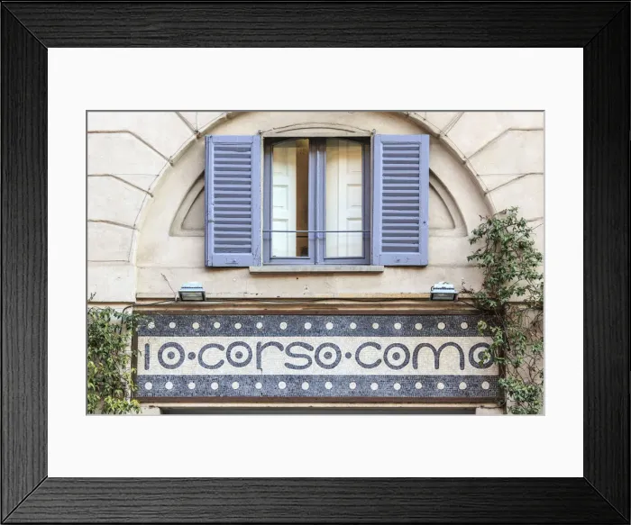 Framed Print : Details of the urban area of 10 Corso Como known for restaurants and shopping Milan