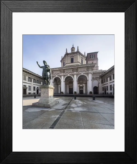 Framed Print : The Constantine statue frames the Basilica of San Lorenzo Maggiore Corso di Porta Framed Print : The Constantine statue frames the Basilica of San Lorenzo Maggiore Corso di Porta