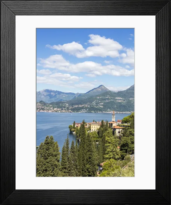 Framed Print : View of the typical village of Varenna and Lake Como surrounded by mountains Province Framed Print : View of the typical village of Varenna and Lake Como surrounded by mountains Province