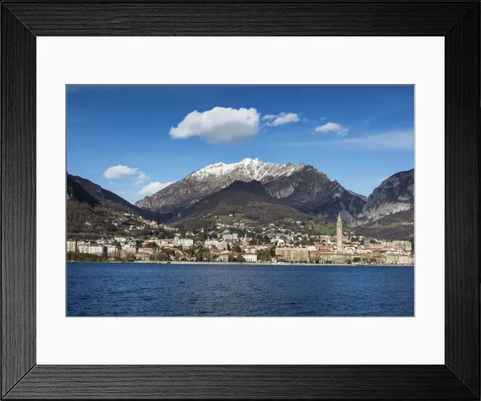 Framed Print : View of Lake Como surrounding the city of Lecco framed by snowy peaks Lombardy Italy Framed Print : View of Lake Como surrounding the city of Lecco framed by snowy peaks Lombardy Italy