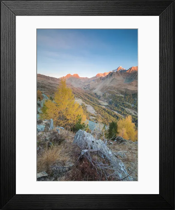 Framed Print : Monte Disgrazia Corni Bruciati and Valle Airale seen from Sasso Bianco in autumn Framed Print : Monte Disgrazia Corni Bruciati and Valle Airale seen from Sasso Bianco in autumn