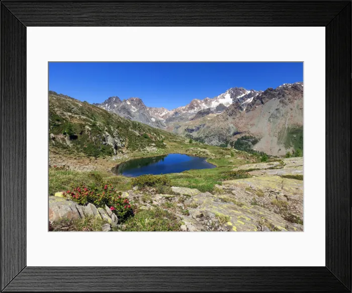 Framed Print : Alpine lake of Lago di Zana, in front of Mount Disgrazia, Valmalenco, Province of Sondrio Framed Print : Alpine lake of Lago di Zana, in front of Mount Disgrazia, Valmalenco, Province of Sondrio