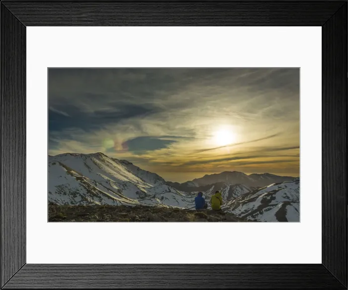 Framed Print : Hikers looking at the sunset in Lefka Ori mountain range, Crete, Greece Framed Print : Hikers looking at the sunset in Lefka Ori mountain range, Crete, Greece