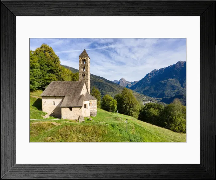 Framed Print : San Carlo di Negrentino church in Leontica, Acquarossa, Valle di Blenio, Canton Ticino Framed Print : San Carlo di Negrentino church in Leontica, Acquarossa, Valle di Blenio, Canton Ticino