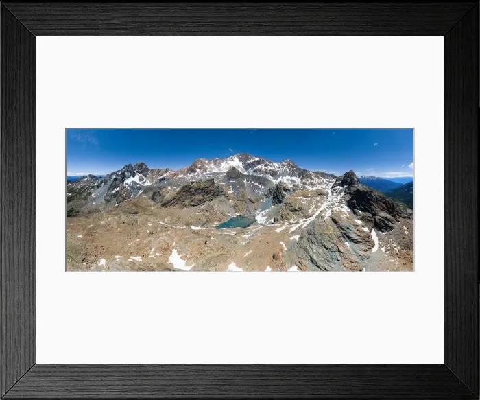 Framed Print : Panoramic photography on laghi della Cassandra lakes, under Monte Disgrazia, Val Torreggio Framed Print : Panoramic photography on laghi della Cassandra lakes, under Monte Disgrazia, Val Torreggio