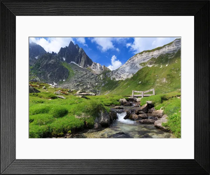 Framed Print : Small wood brige under Pizzo Prevat mount near Capanna Leit, Valle Leventina, Canton Framed Print : Small wood brige under Pizzo Prevat mount near Capanna Leit, Valle Leventina, Canton
