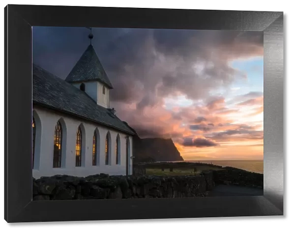 Church of Vidareidi, Vidoy island, Faroe Islands, Denmark