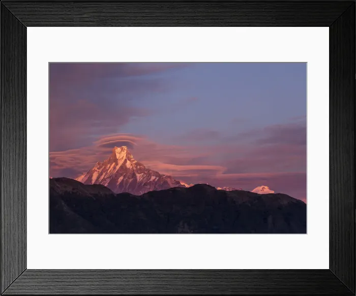 Framed Print : Lenticular clouds at sunset above Machapuchare, Himalayas, Nepal Framed Print : Lenticular clouds at sunset above Machapuchare, Himalayas, Nepal