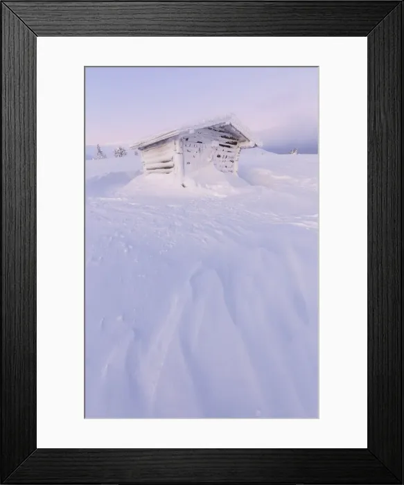 Framed Print : Wooden hut covered with snow, Pallas-Yllastunturi National Park, Muonio, Lapland, Finland Framed Print : Wooden hut covered with snow, Pallas-Yllastunturi National Park, Muonio, Lapland, Finland