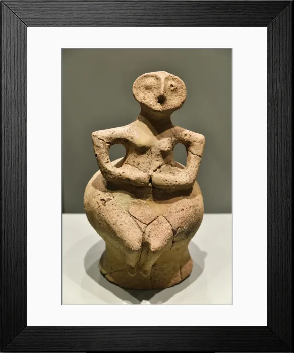Framed Print : Seated anthropomorphic figurine, Telish, Pleven region. National Archaeological Museum Framed Print : Seated anthropomorphic figurine, Telish, Pleven region. National Archaeological Museum