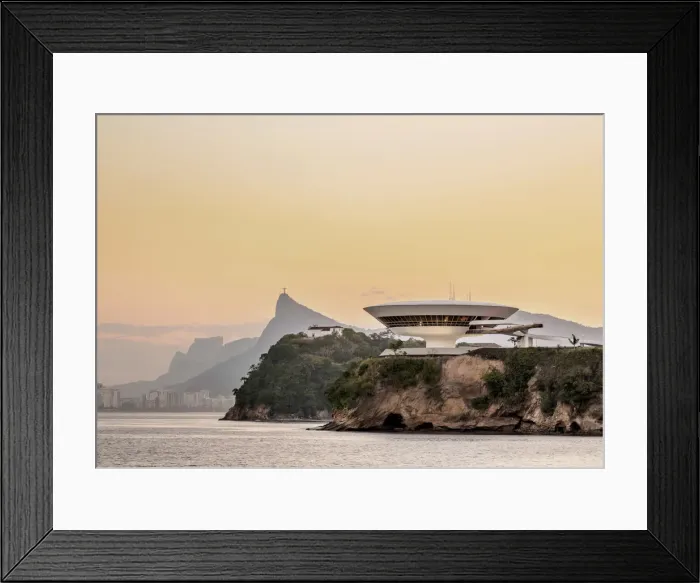 Framed Print : View towards Niteroi Contemporary Art Museum MAC, Boa Viagem Island, Corcovado Mountain Framed Print : View towards Niteroi Contemporary Art Museum MAC, Boa Viagem Island, Corcovado Mountain