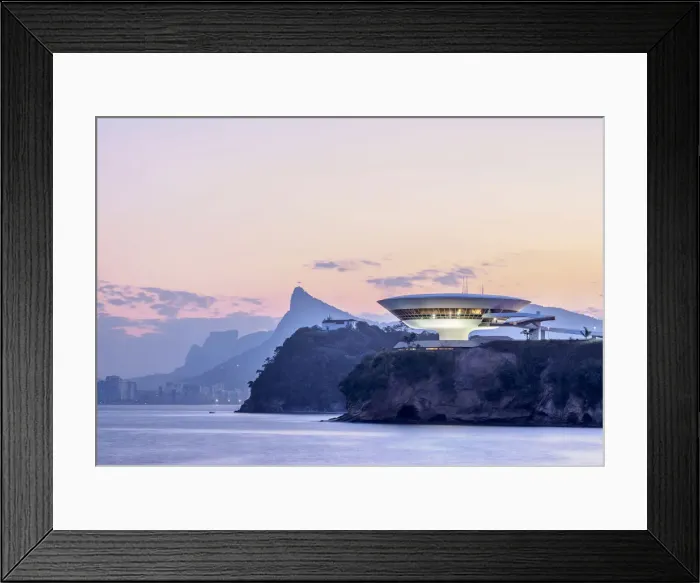 Framed Print : View towards Niteroi Contemporary Art Museum MAC, Boa Viagem Island, Corcovado Mountain Framed Print : View towards Niteroi Contemporary Art Museum MAC, Boa Viagem Island, Corcovado Mountain