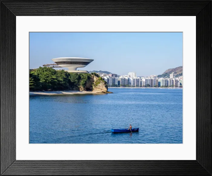 Framed Print : Niteroi Contemporary Art Museum MAC with Icarai Neighbourhood in the background, Niteroi Framed Print : Niteroi Contemporary Art Museum MAC with Icarai Neighbourhood in the background, Niteroi