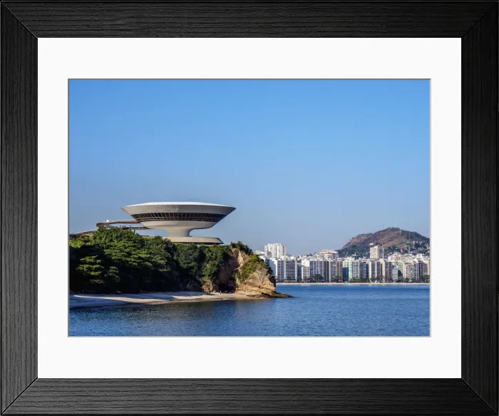 Framed Print : Niteroi Contemporary Art Museum MAC with Icarai Neighbourhood in the background, Niteroi Framed Print : Niteroi Contemporary Art Museum MAC with Icarai Neighbourhood in the background, Niteroi