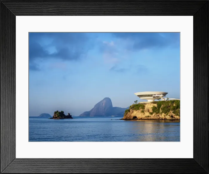 Framed Print : Niteroi Contemporary Art Museum MAC with Sugarloaf Mountain in the background, Niteroi Framed Print : Niteroi Contemporary Art Museum MAC with Sugarloaf Mountain in the background, Niteroi