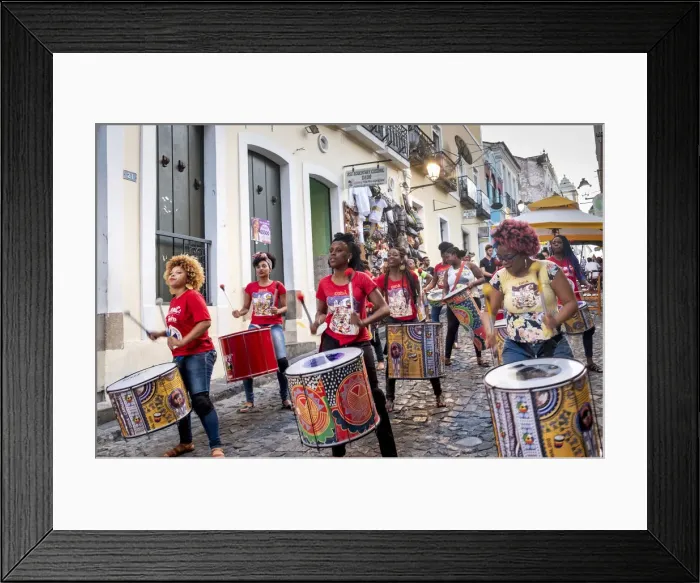 Framed Print : South America, Brazil, Bahia, Salvador, Historic centre, Drummers from the Dida Framed Print : South America, Brazil, Bahia, Salvador, Historic centre, Drummers from the Dida