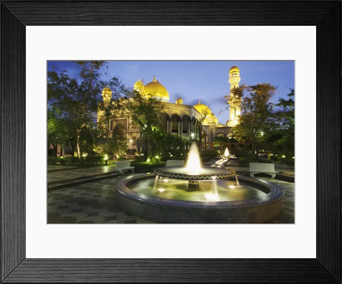 Framed Print : Jame asr Hassanal Bolkiah Mosque at dusk, Bandar Seri Begawan, Brunei Darussalam Framed Print : Jame asr Hassanal Bolkiah Mosque at dusk, Bandar Seri Begawan, Brunei Darussalam