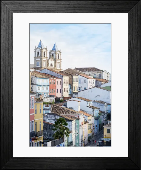 Framed Print : South America, Brazil, Bahia, Salvador, Historic city centre from the Pelourinho showing Framed Print : South America, Brazil, Bahia, Salvador, Historic city centre from the Pelourinho showing