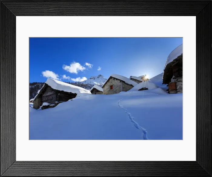 Framed Print : Alpine village of Lendine in winter, Olmo, valle Spluga, province of sondrio, lombardy Framed Print : Alpine village of Lendine in winter, Olmo, valle Spluga, province of sondrio, lombardy