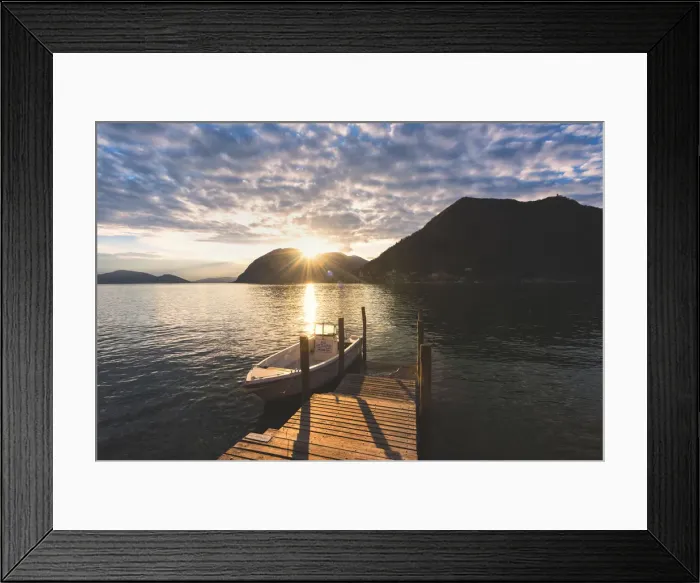 Framed Print : Iseo lake at sunset, Lombardy district, Brescia province, Italy Framed Print : Iseo lake at sunset, Lombardy district, Brescia province, Italy